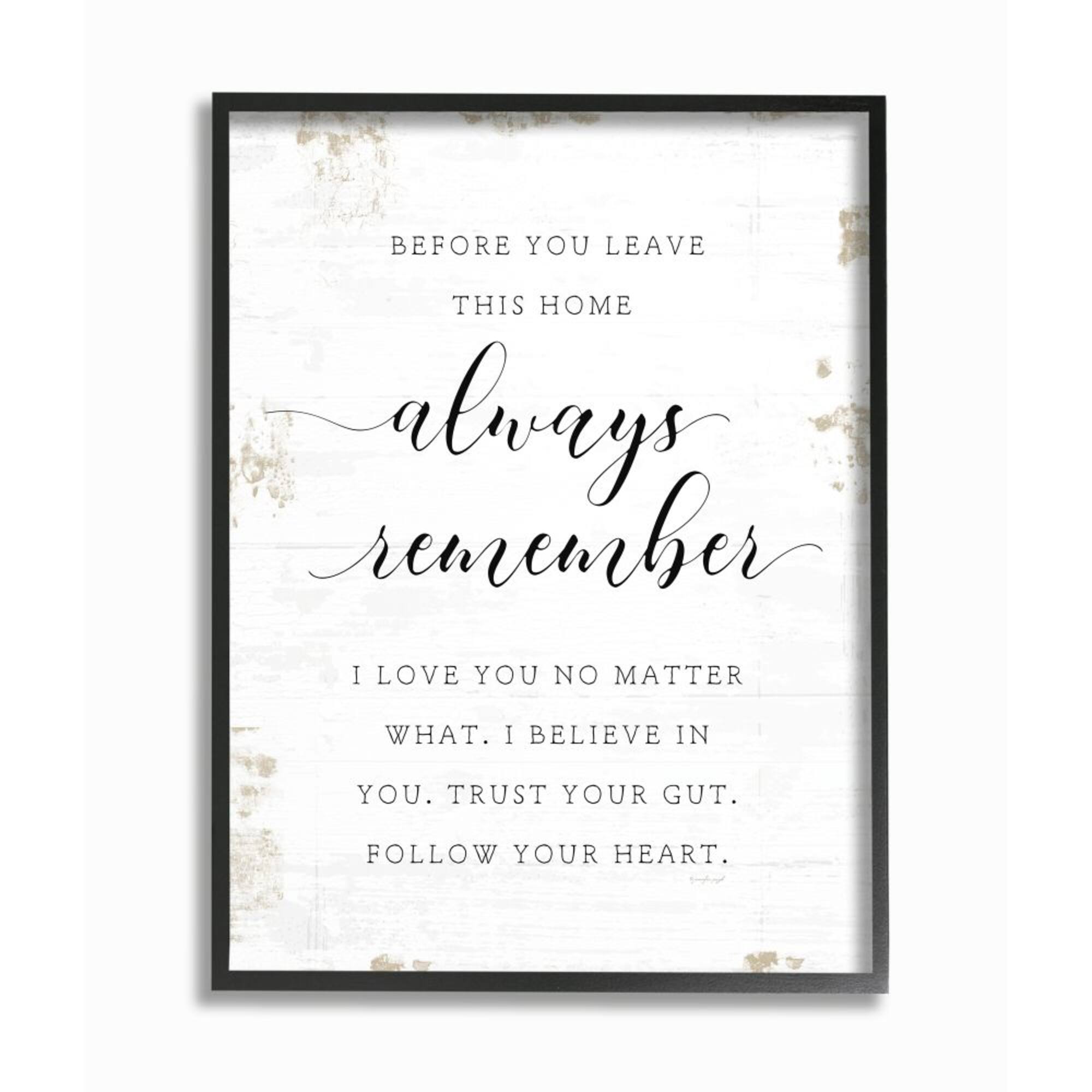Stupell Industries Always Follow Your Heart Phrase Country Home Charm Framed Wall Art